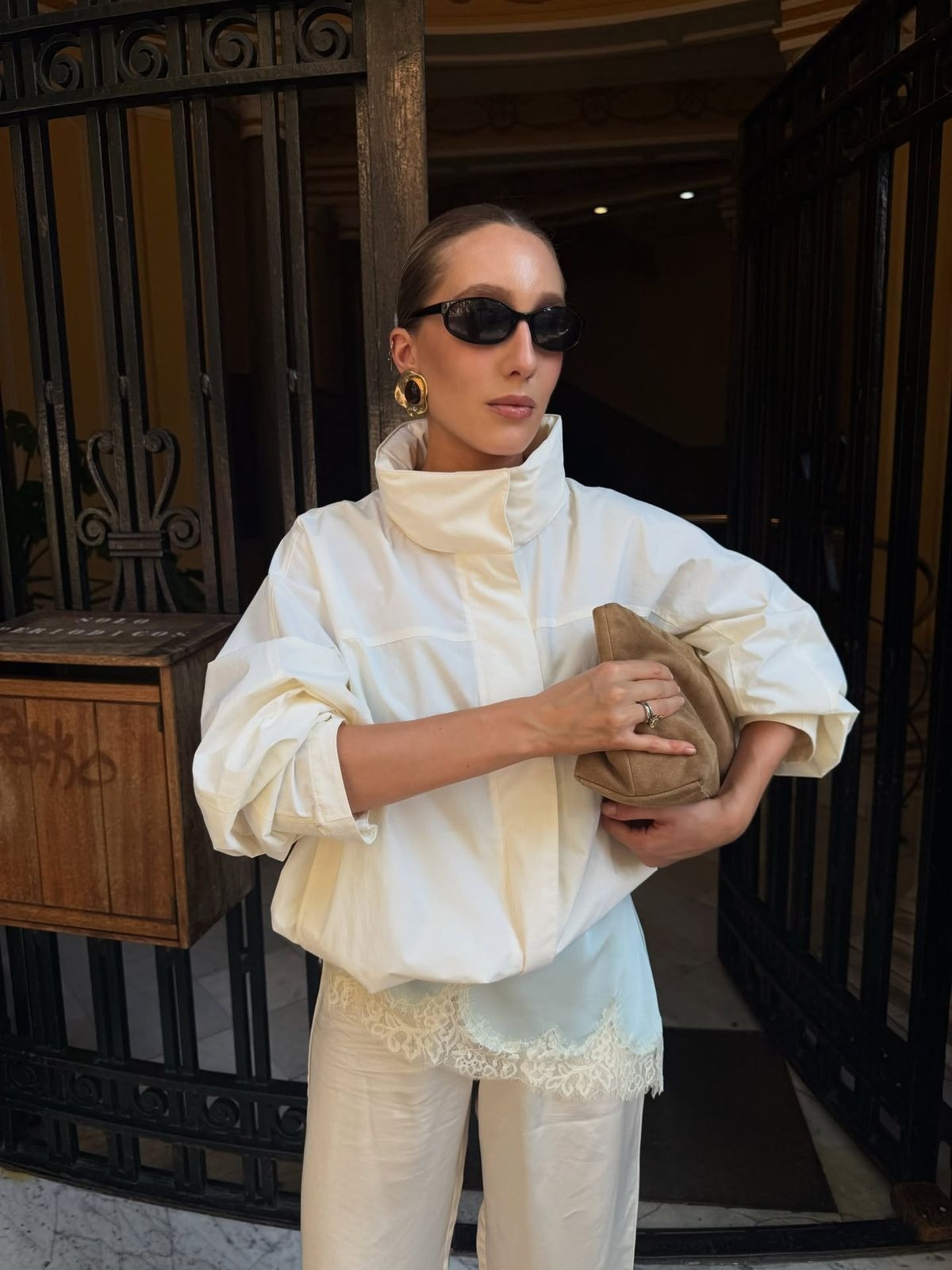 Diana Tricot Funnel Neck Windbreaker Jacket