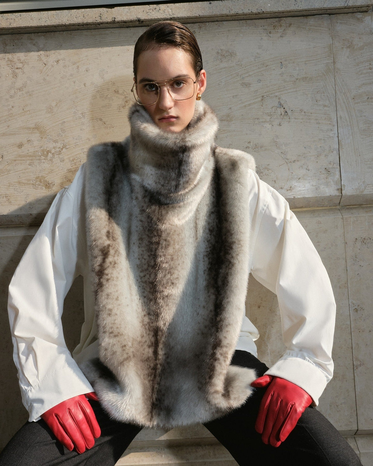 Ferryhill Faux Fur Turtleneck Vest